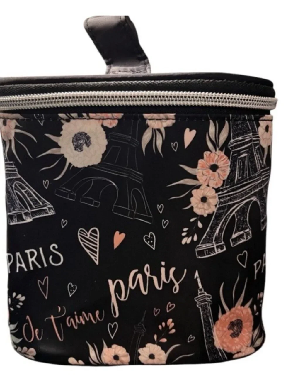 Paris Eiffel Tower Cosmetic Train Case Travel Beauty Makeup Bag NWT Top Handle